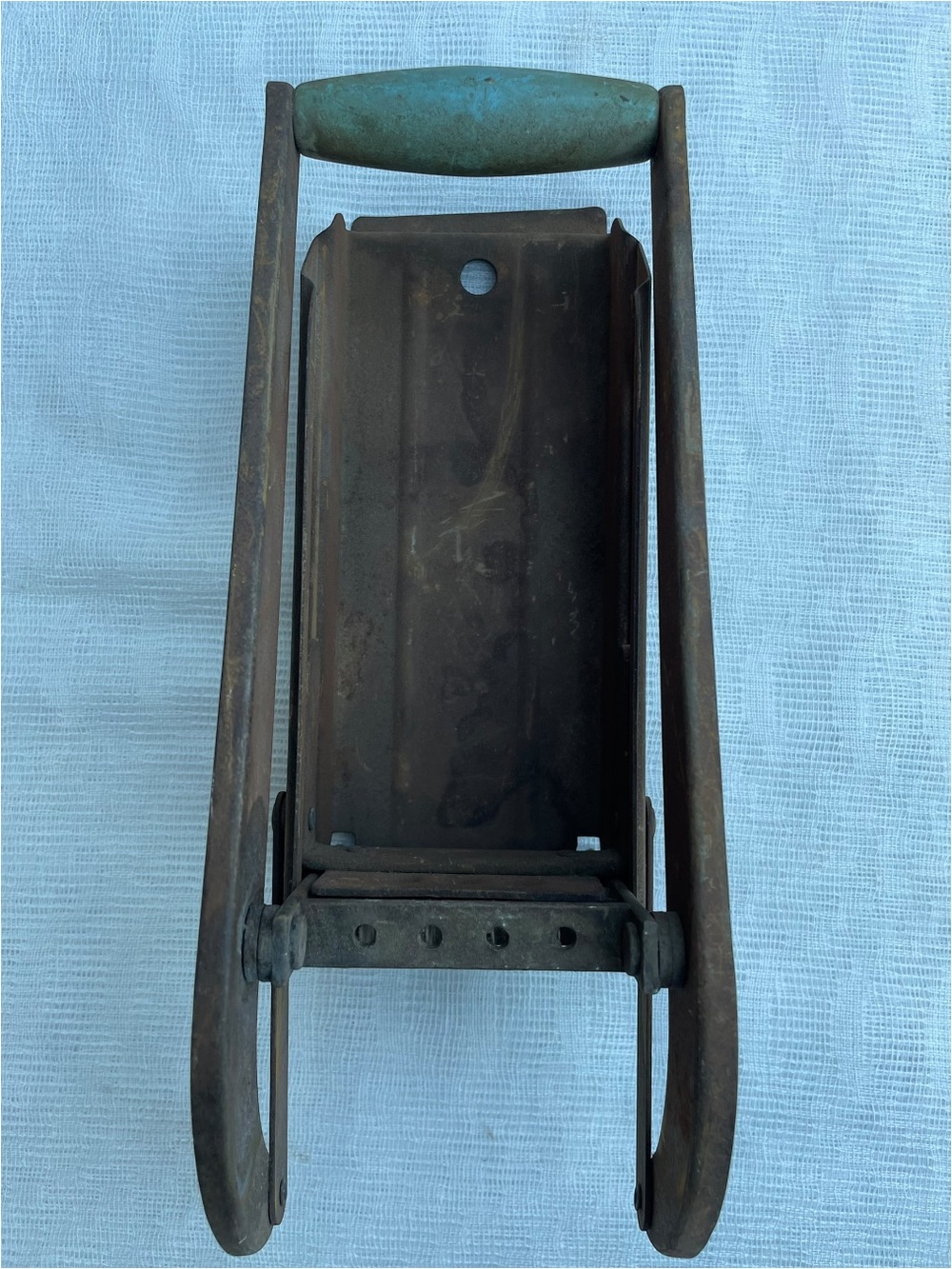 Vintage Metal French Fry Cutter Potato Slicer Wall Mount Kitchen Tool Teal